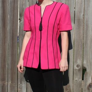 80's Pink Zipper Top Complete With Shoulder Pads